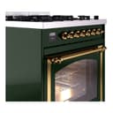 Nostalgie II Noblesse 30″ Dual Fuel Range  (Natural Gas, Triple Glass Door, Emerald Green, Brass) view 6