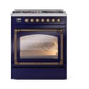 Nostalgie II Noblesse 30″ Dual Fuel Range  (Natural Gas, Triple Glass Door, Midnight Blue, Burnished) view 3