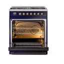 Nostalgie II Noblesse 30″ Dual Fuel Range  (Natural Gas, Triple Glass Door, Midnight Blue, Burnished) view 4
