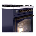 Nostalgie II Noblesse 30″ Dual Fuel Range  (Natural Gas, Triple Glass Door, Midnight Blue, Burnished) view 6