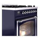 Nostalgie II Noblesse 30″ Dual Fuel Range  (Natural Gas, Triple Glass Door, Midnight Blue, Chrome) view 6