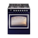 Nostalgie II Noblesse 30″ Dual Fuel Range  (Liquid Propane, Triple Glass Door, Midnight Blue, Chrome) view 1