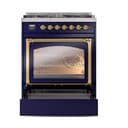 Nostalgie II Noblesse 30″ Dual Fuel Range  (Natural Gas, Triple Glass Door, Midnight Blue, Brass) view 5
