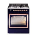 Nostalgie II Noblesse 30″ Dual Fuel Range  (Liquid Propane, Triple Glass Door, Midnight Blue, Copper) view 1