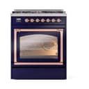 Nostalgie II Noblesse 30″ Dual Fuel Range  (Liquid Propane, Triple Glass Door, Midnight Blue, Copper) view 3