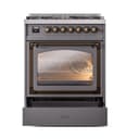 Nostalgie II Noblesse 30″ Dual Fuel Range  (Liquid Propane, Triple Glass Door, Graphite Matte, Burnished) view 5