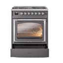 Nostalgie II Noblesse 30″ Dual Fuel Range  (Natural Gas, Triple Glass Door, Graphite Matte, Chrome) view 5