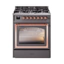Nostalgie II Noblesse 30″ Dual Fuel Range  (Natural Gas, Triple Glass Door, Graphite Matte, Copper) view 1