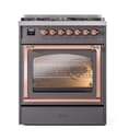 Nostalgie II Noblesse 30″ Dual Fuel Range  (Liquid Propane, Triple Glass Door, Graphite Matte, Copper) view 3