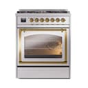 Nostalgie II Noblesse 30″ Dual Fuel Range  (Natural Gas, Triple Glass Door, Stainless Steel, Brass) view 3