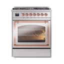 Nostalgie II Noblesse 30″ Dual Fuel Range  (Liquid Propane, Triple Glass Door, Stainless Steel, Copper) view 3