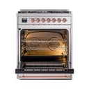Nostalgie II Noblesse 30″ Dual Fuel Range  (Liquid Propane, Triple Glass Door, Stainless Steel, Copper) view 4