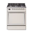 Nostalgie II Noblesse 30″ Dual Fuel Range  (Liquid Propane, Solid Door, Antique White, Chrome) view 1