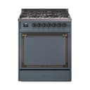 Nostalgie II Noblesse 30″ Dual Fuel Range  (Natural Gas, Solid Door, Blue Grey, Burnished) view 1