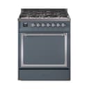 Nostalgie II Noblesse 30″ Dual Fuel Range  (Liquid Propane, Solid Door, Blue Grey, Chrome) view 1