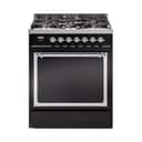 Nostalgie II Noblesse 30″ Dual Fuel Range  (Natural Gas, Solid Door, Glossy Black, Chrome) view 1