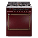 Nostalgie II Noblesse 30″ Dual Fuel Range  (Liquid Propane, Solid Door, Burgundy, Burnished) view 1