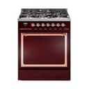 Nostalgie II Noblesse 30″ Dual Fuel Range  (Natural Gas, Solid Door, Burgundy, Copper) view 1