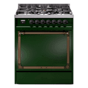 Nostalgie II Noblesse 30″ Dual Fuel Range  (Liquid Propane, Solid Door, Emerald Green, Burnished) view 1