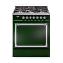 Nostalgie II Noblesse 30″ Dual Fuel Range  (Liquid Propane, Solid Door, Emerald Green, Chrome) view 1