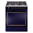 Nostalgie II Noblesse 30″ Dual Fuel Range  (Natural Gas, Solid Door, Midnight Blue, Burnished) view 1