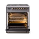 Nostalgie II Noblesse 30″ Dual Fuel Range  (Liquid Propane, Solid Door, Graphite Matte, Burnished) view 3