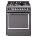 Nostalgie II Noblesse 30″ Dual Fuel Range  (Liquid Propane, Solid Door, Graphite Matte, Chrome) view 1