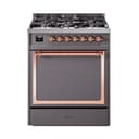 Nostalgie II Noblesse 30″ Dual Fuel Range  (Liquid Propane, Solid Door, Graphite Matte, Copper) view 1