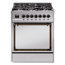 Nostalgie II Noblesse 30″ Dual Fuel Range  (Natural Gas, Solid Door, Stainless Steel, Burnished) view 1