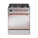 Nostalgie II Noblesse 30″ Dual Fuel Range  (Natural Gas, Solid Door, Stainless Steel, Copper) view 1