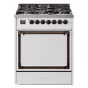 Nostalgie II Noblesse 30″ Dual Fuel Range  (Liquid Propane, Solid Door, White, Burnished) view 1