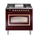Nostalgie II Noblesse 36″ Dual Fuel Range (Liquid Propane, Triple Glass Door, Burgundy, Copper) view 1