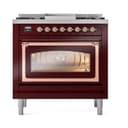 Nostalgie II Noblesse 36″ Dual Fuel Range (Liquid Propane, Triple Glass Door, Burgundy, Copper) view 3