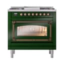 Nostalgie II Noblesse 36″ Dual Fuel Range (Natural Gas, Triple Glass Door, Emerald Green, Burnished) view 3