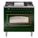 Nostalgie II Noblesse 36″ Dual Fuel Range (Liquid Propane, Triple Glass Door, Emerald Green, Burnished) view 1
