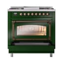 Nostalgie II Noblesse 36″ Dual Fuel Range (Liquid Propane, Triple Glass Door, Emerald Green, Burnished) view 5