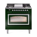 Nostalgie II Noblesse 36″ Dual Fuel Range (Natural Gas, Triple Glass Door, Emerald Green, Chrome) view 1