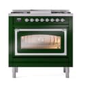 Nostalgie II Noblesse 36″ Dual Fuel Range (Natural Gas, Triple Glass Door, Emerald Green, Chrome) view 3
