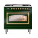 Nostalgie II Noblesse 36″ Dual Fuel Range (Natural Gas, Triple Glass Door, Emerald Green, Brass) view 3