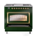 Nostalgie II Noblesse 36″ Dual Fuel Range (Natural Gas, Triple Glass Door, Emerald Green, Brass) view 5