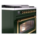 Nostalgie II Noblesse 36″ Dual Fuel Range (Natural Gas, Triple Glass Door, Emerald Green, Brass) view 6