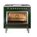 Nostalgie II Noblesse 36″ Dual Fuel Range (Liquid Propane, Triple Glass Door, Emerald Green, Brass) view 4