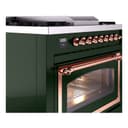 Nostalgie II Noblesse 36″ Dual Fuel Range (Liquid Propane, Triple Glass Door, Emerald Green, Copper) view 6