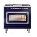 Nostalgie II Noblesse 36″ Dual Fuel Range (Natural Gas, Triple Glass Door, Midnight Blue, Chrome) view 3