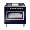 Nostalgie II Noblesse 36″ Dual Fuel Range (Liquid Propane, Triple Glass Door, Midnight Blue, Chrome) view 1