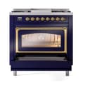 Nostalgie II Noblesse 36″ Dual Fuel Range (Natural Gas, Triple Glass Door, Midnight Blue, Brass) view 5