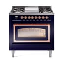 Nostalgie II Noblesse 36″ Dual Fuel Range (Natural Gas, Triple Glass Door, Midnight Blue, Copper) view 1