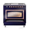 Nostalgie II Noblesse 36″ Dual Fuel Range (Natural Gas, Triple Glass Door, Midnight Blue, Copper) view 5