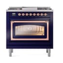 Nostalgie II Noblesse 36″ Dual Fuel Range (Liquid Propane, Triple Glass Door, Midnight Blue, Copper) view 3