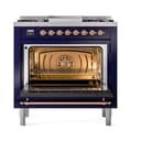Nostalgie II Noblesse 36″ Dual Fuel Range (Liquid Propane, Triple Glass Door, Midnight Blue, Copper) view 4